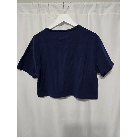 Alphalete Cropped Signature Logo Tee, Navy Blue, Size Large, Activewear. - Picture 3 of 6